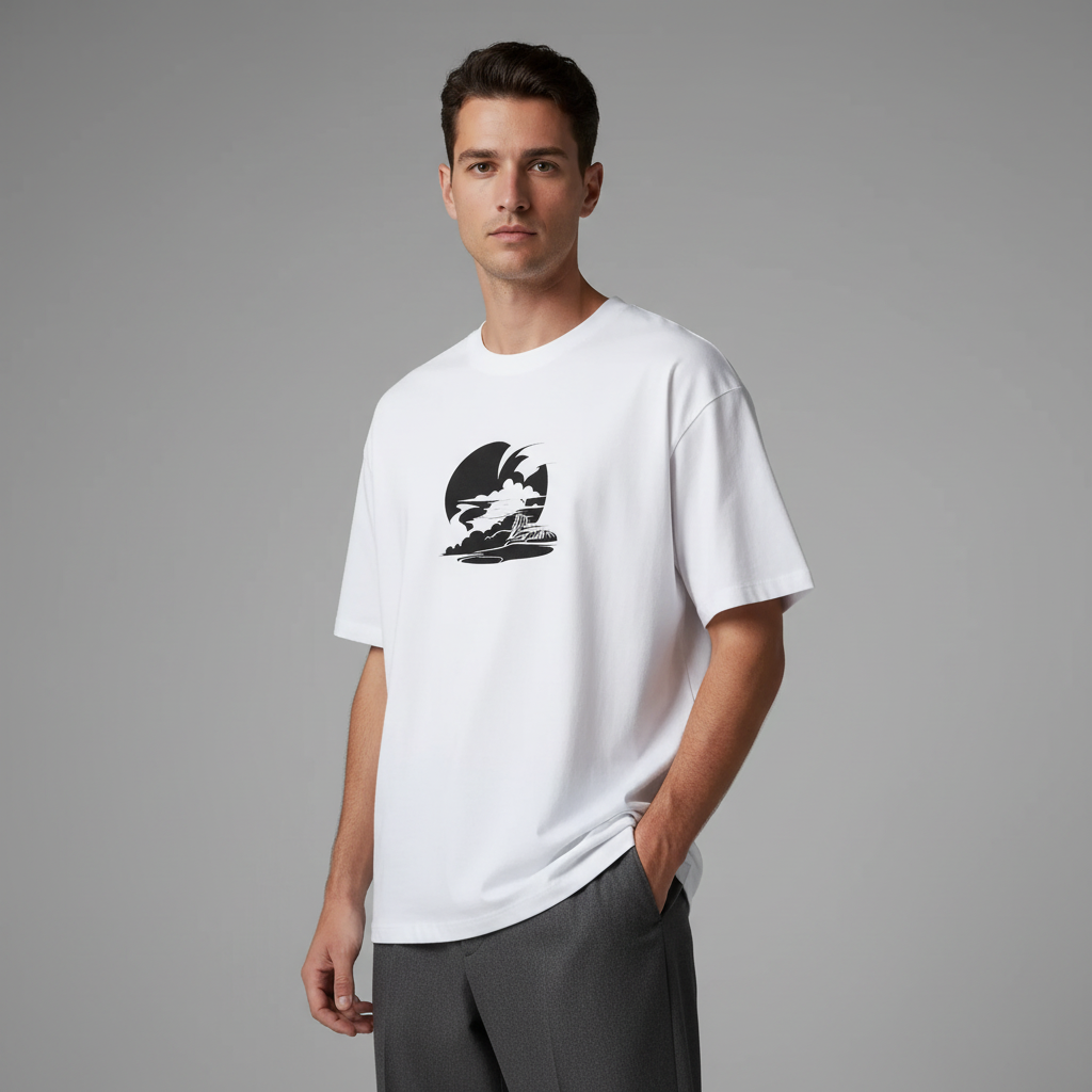 Surf Style Graphic White T Shirt