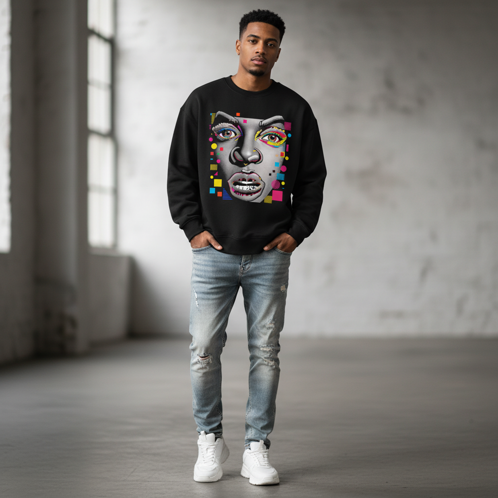 MEHE Face Crewneck Sweatshirt