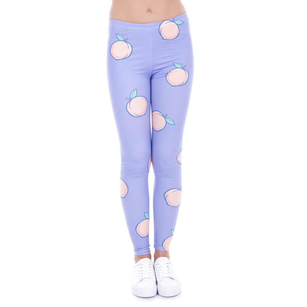 Peach Leggins Printed Purple Womens Leggings