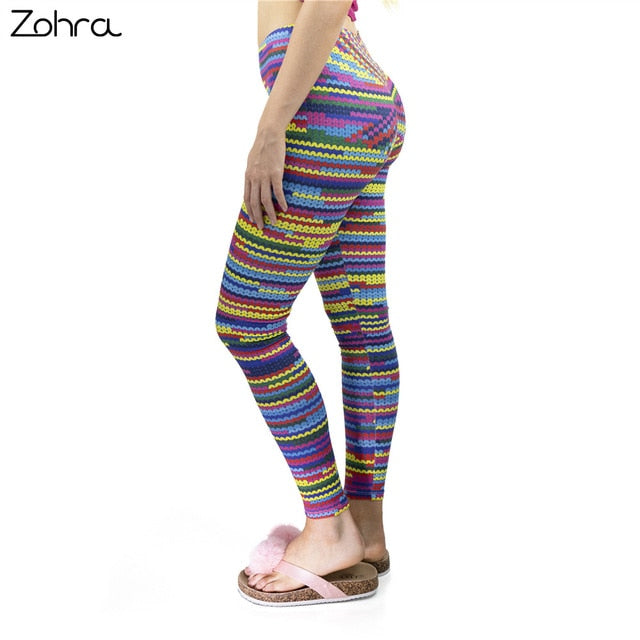 Knit Printing Sexy Elastic Fitness Women's Leggings
